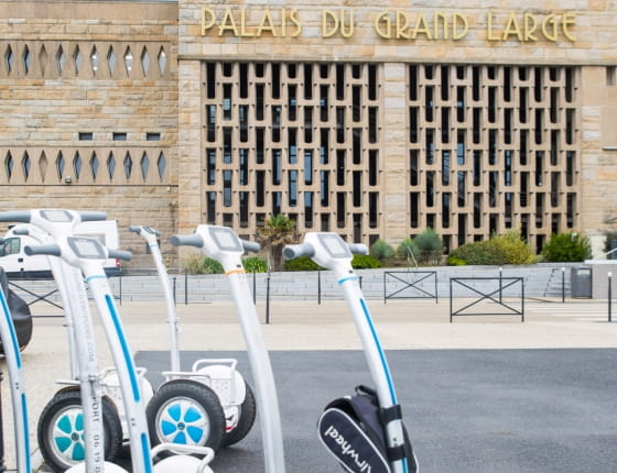 segways gyropodes parked  in front of the Palais du Grand Large in Saint-Malo