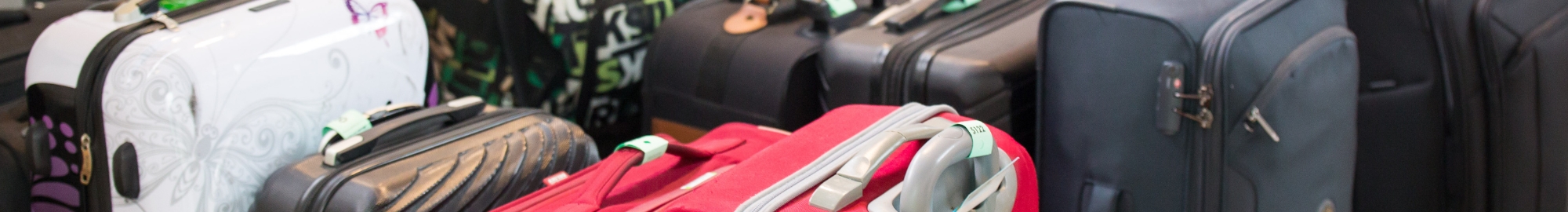 Several suitcases are laid out in the event's checkroom